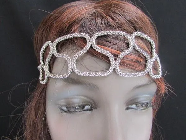 Gold Silver Metal Head Elegant Style Forehead Multi Infinity Rhinestone Hair