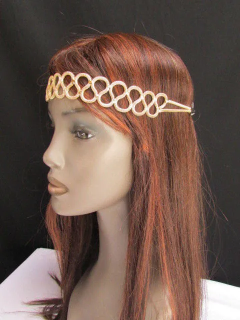 Gold Silver Metal Head Elegant Style Forehead Multi Infinity Rhinestone Hair