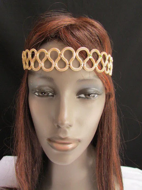 Gold Silver Metal Head Elegant Style Forehead Multi Infinity Rhinestone Hair