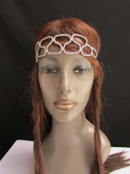 Gold Silver Metal Head Elegant Style Forehead Multi Infinity Rhinestone Hair