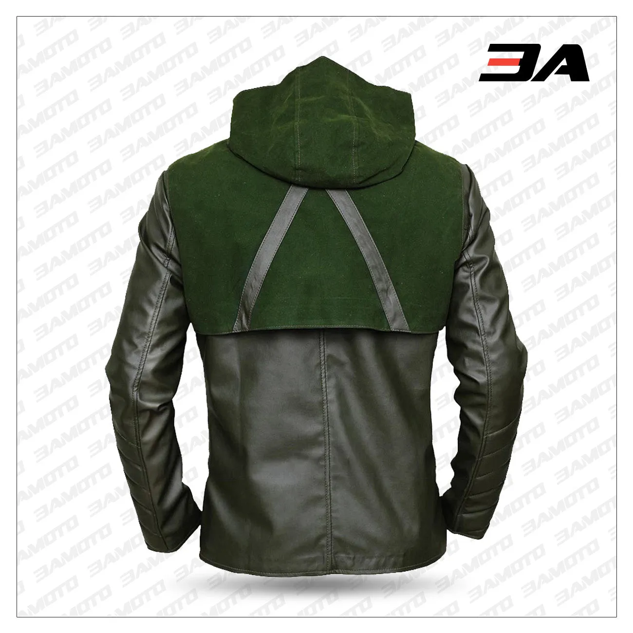 Green Arrow Stephen Amell Hooded Leather Jacket