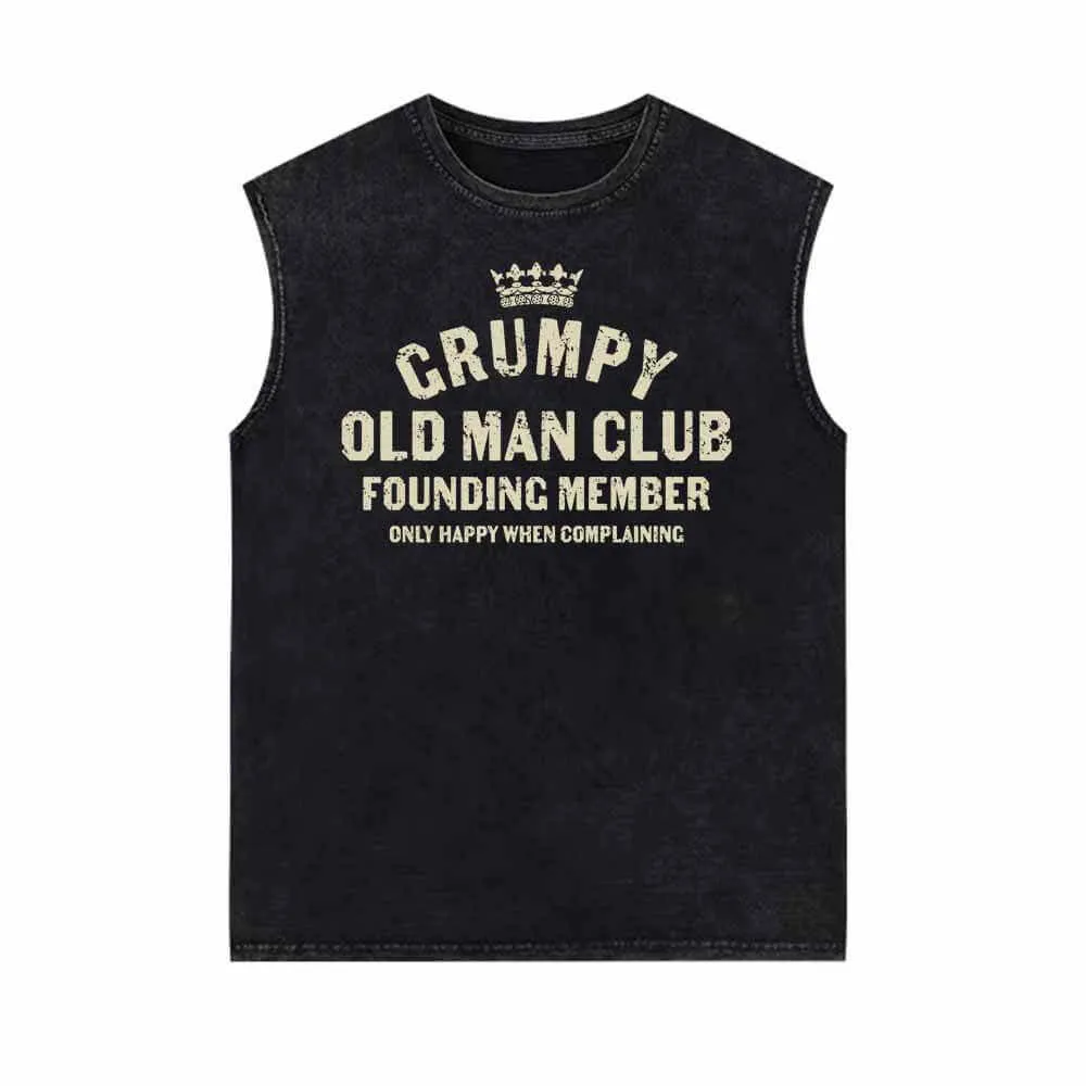 Grumpy Old Man Club Founding Member Vintage Washed Vest Top