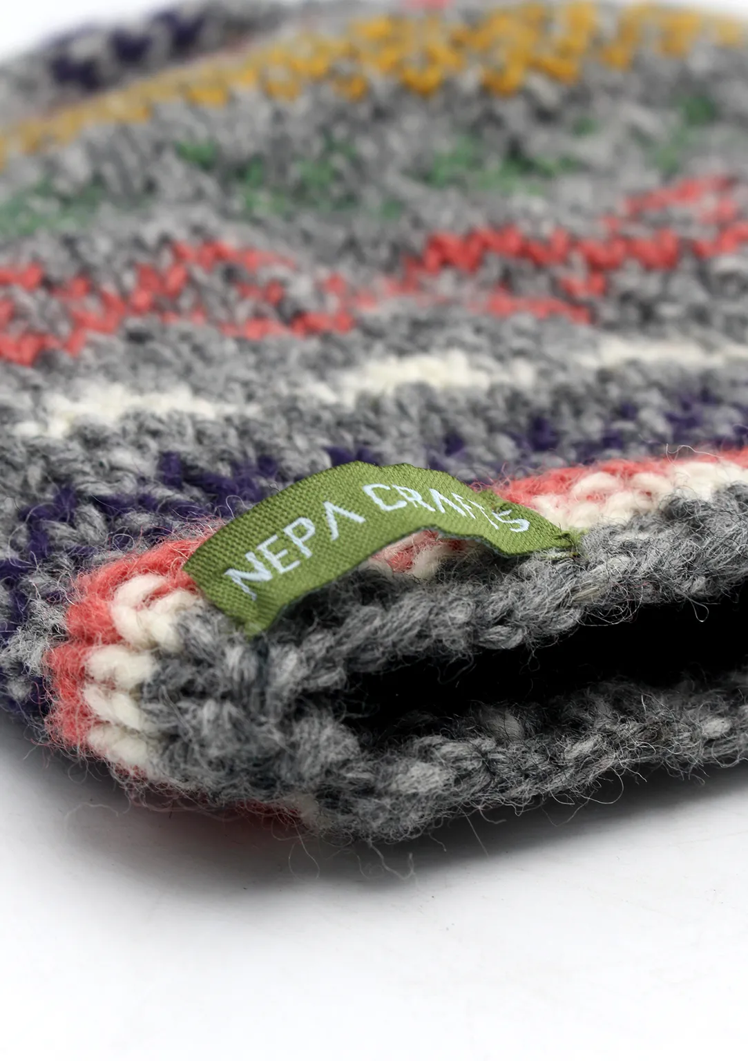 Handknited Brownish Multicolor Sherpa Beanies