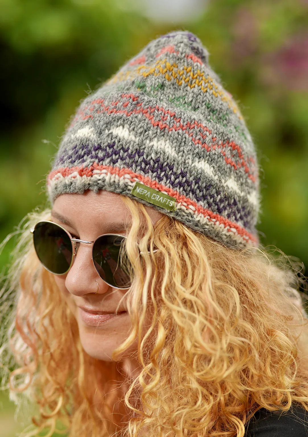 Handknited Brownish Multicolor Sherpa Beanies