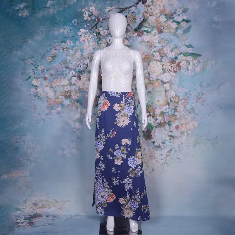 High End Floral Long Beach Skirts Casual Maxi Straight Skirt