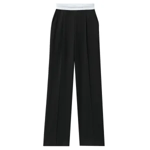 High-Waist Pleated Pant With Logo Elastic