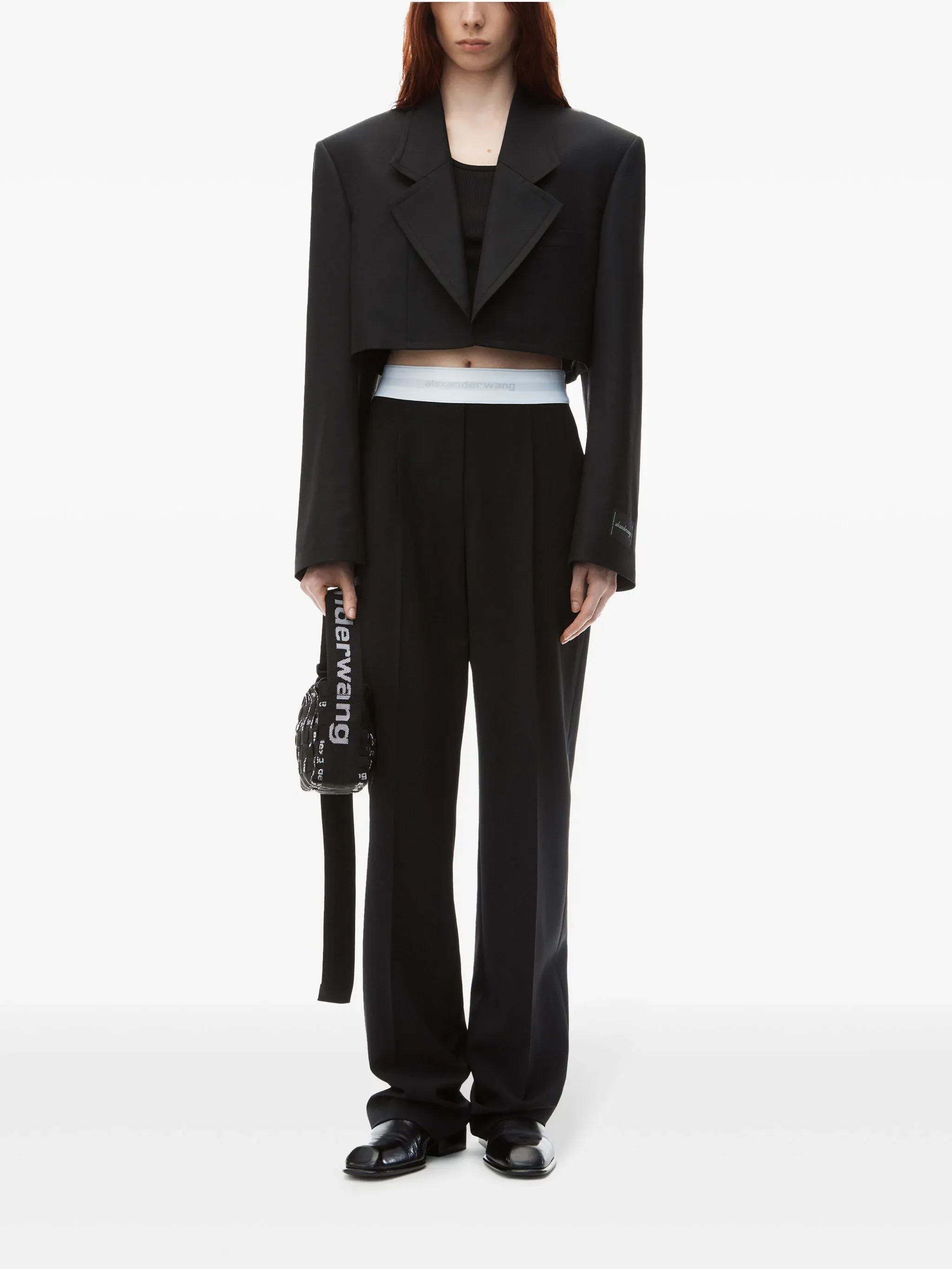 High-Waist Pleated Pant With Logo Elastic