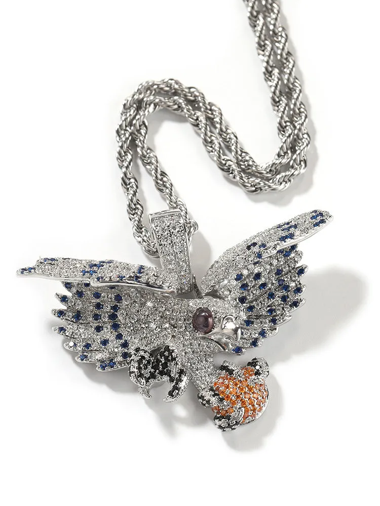 Iced Out Cz Diamond JinJiBeWater Copper Inlaid Zircon Exquisite Colorful Bird Pendant