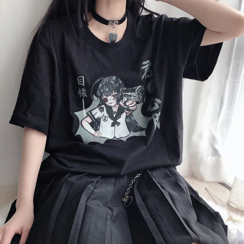 JAPANESE DARK FASHION COMIC BLACK T-SHIRT BY77788