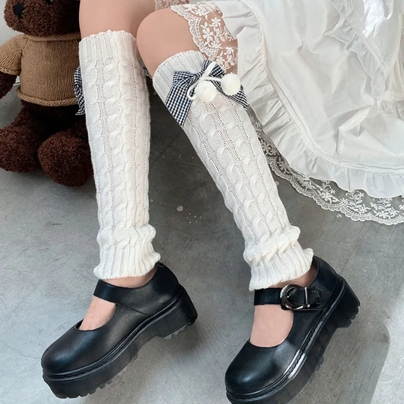 Kawaii Aesthetic Balletcore Ballerina Gyaru Pom Pom Slouchy Socks