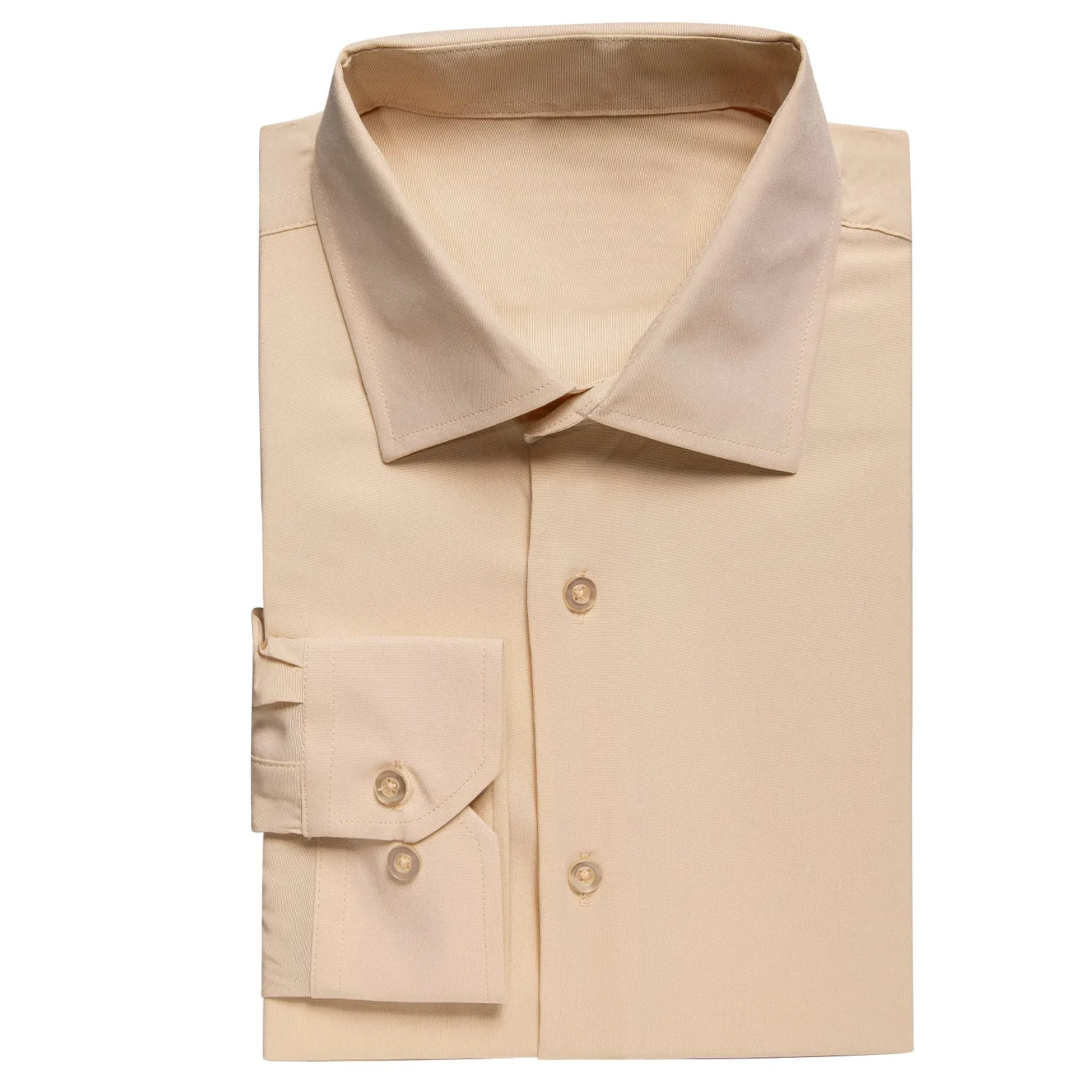 Khaki Yellow Solid Men's Long Sleeve Shirt