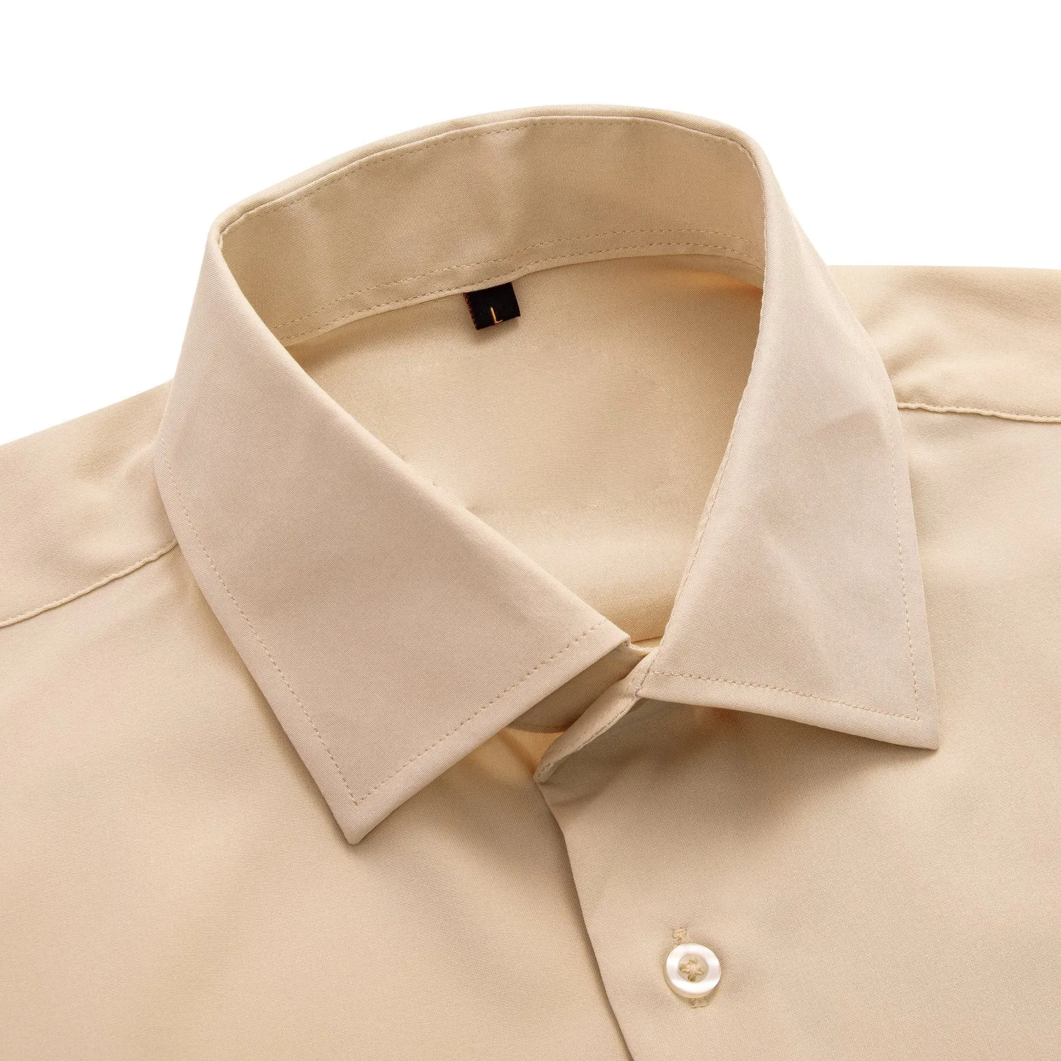 Khaki Yellow Solid Men's Long Sleeve Shirt