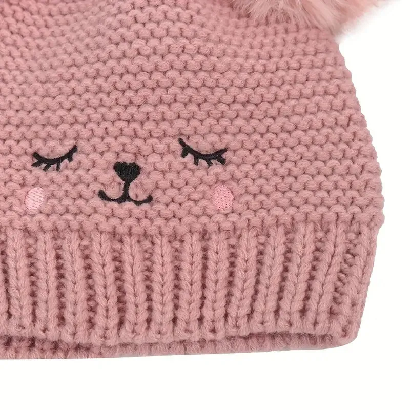 Knitted Beanie Hat, Cute Cold-proof Winter Hat For 6-24 Months Baby Girls