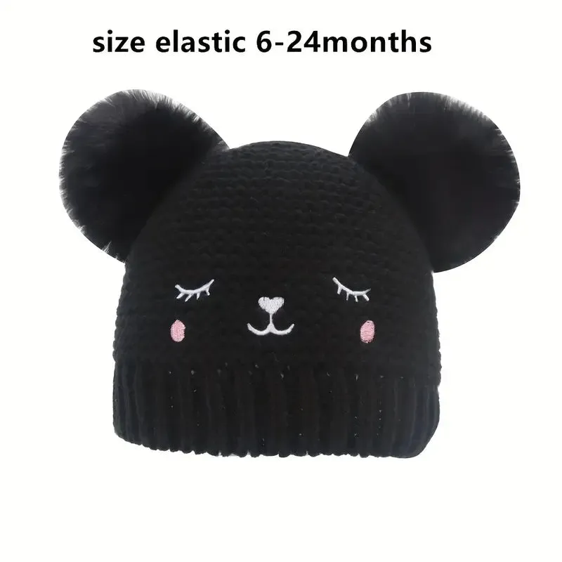 Knitted Beanie Hat, Cute Cold-proof Winter Hat For 6-24 Months Baby Girls