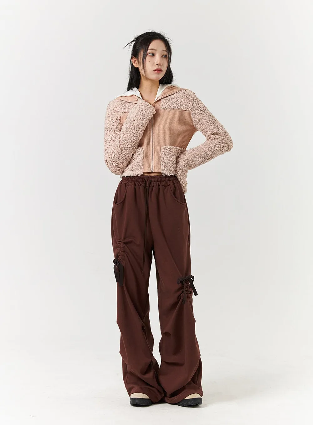 Knotted Solid High Waist Wide Leg Trousers CD322