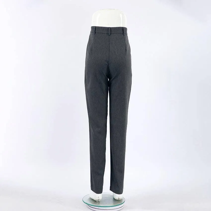 Ladies High Waist Stright Leg Suit Pants C-K7040