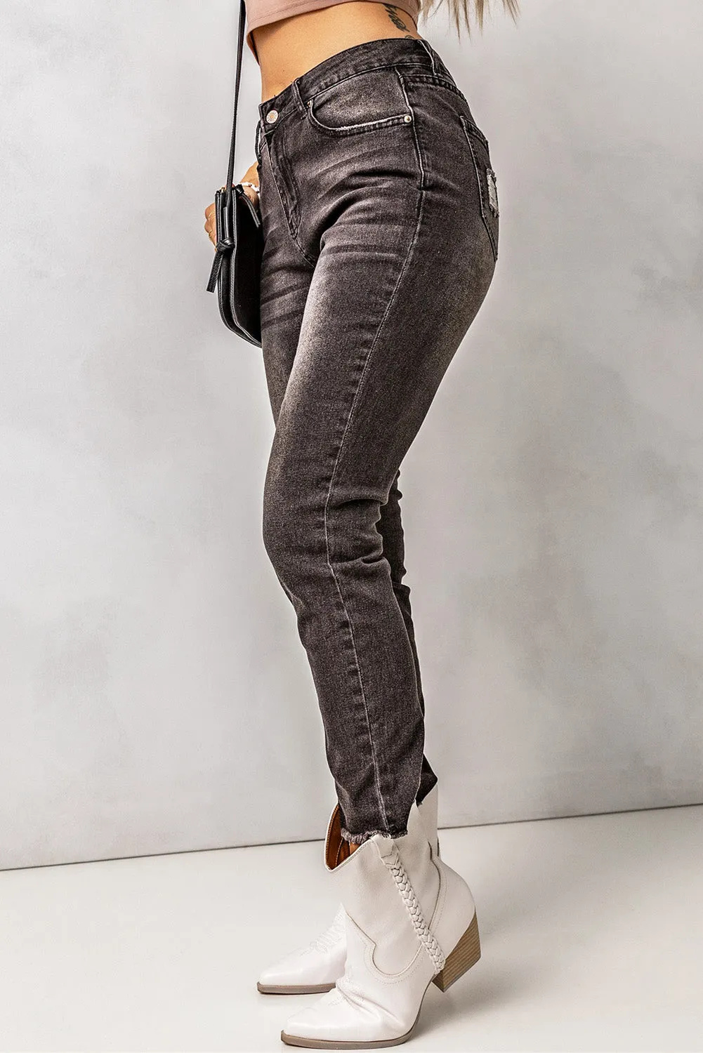 Layla High Waist Raw Hem Skinny Jeans