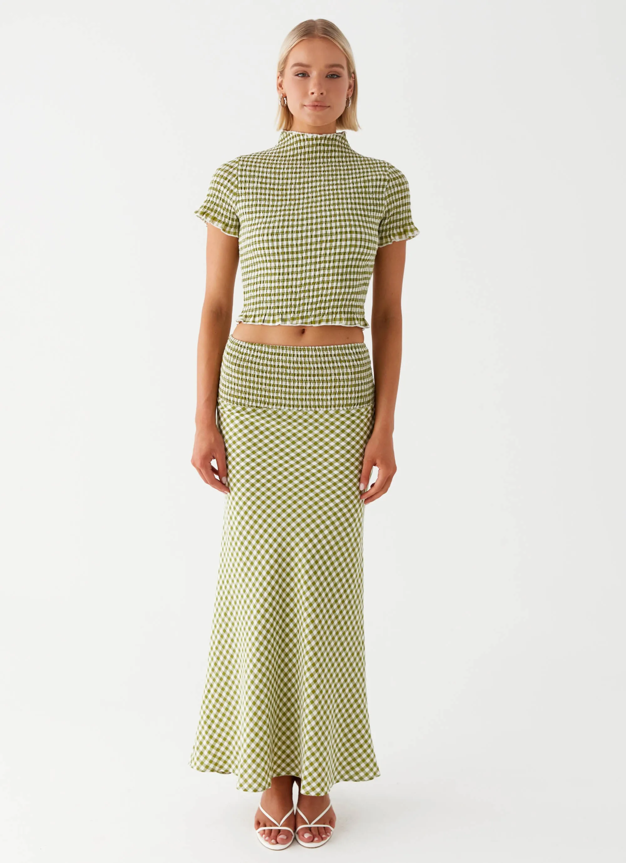 Leilani Maxi Skirt - Khaki Gingham