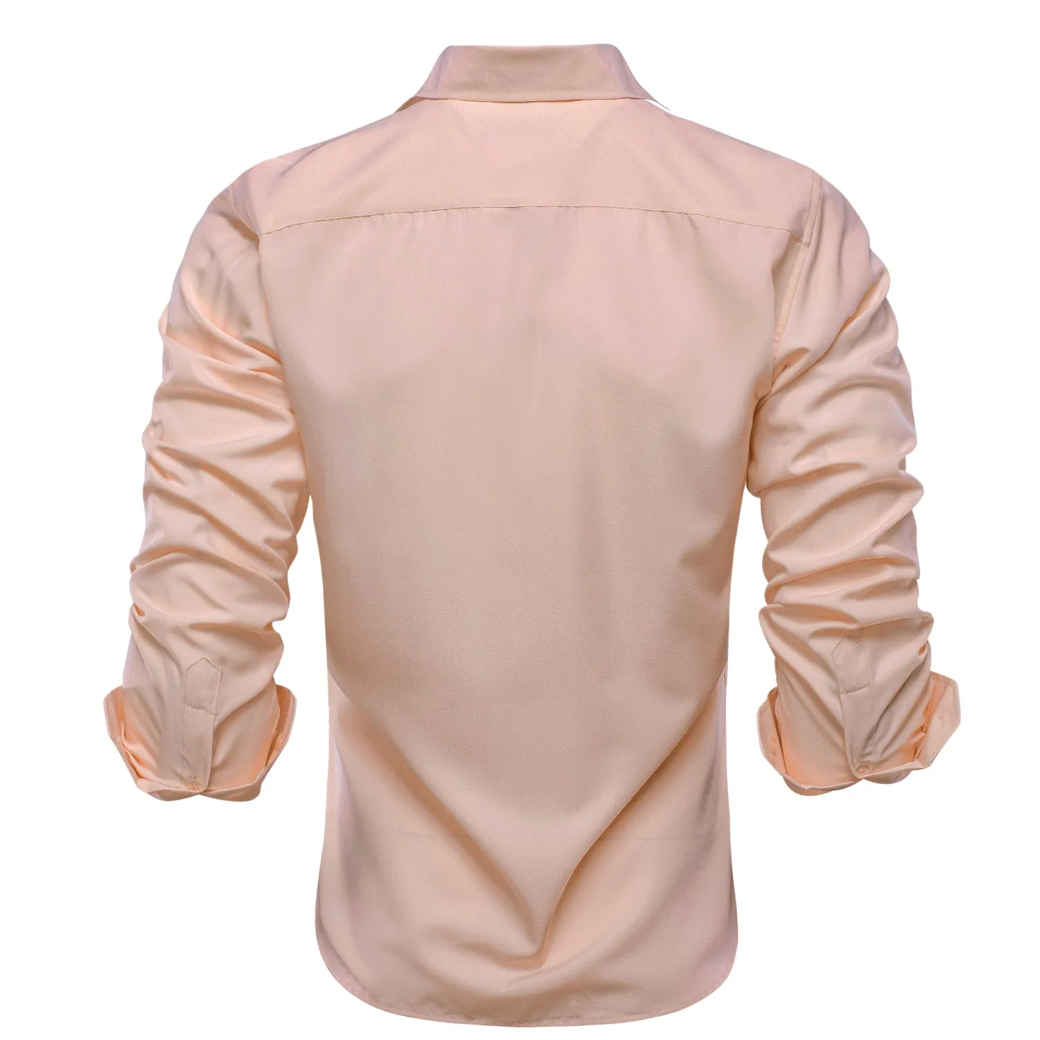 Light Pink Solid Stretchy Men's Long Sleeve Shirt