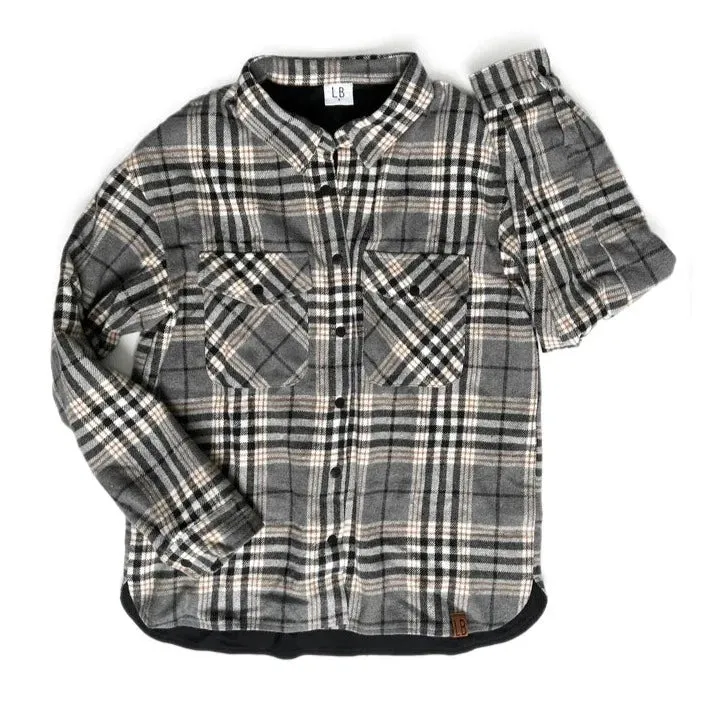 Little Bipsy Adult Flannel Shacket - Ash