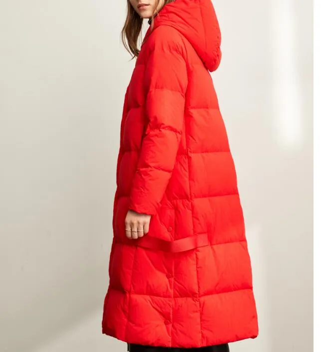 Long Women Winter Loose Plus size Side Pockets Down Jacket Women Down Coats