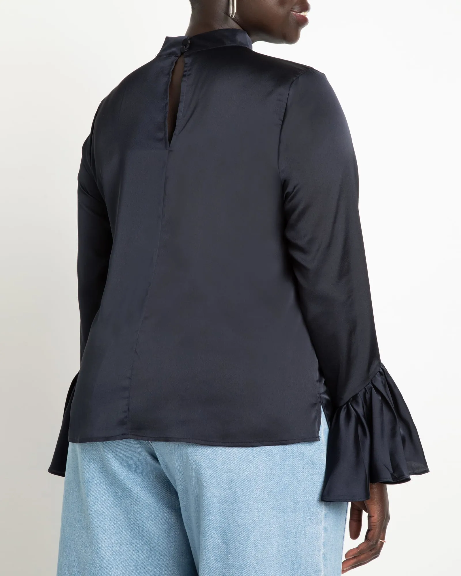 Lorena Satin Blouse | Beacon Blue