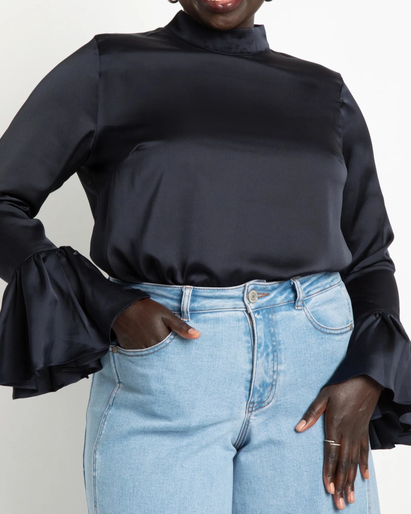 Lorena Satin Blouse | Beacon Blue