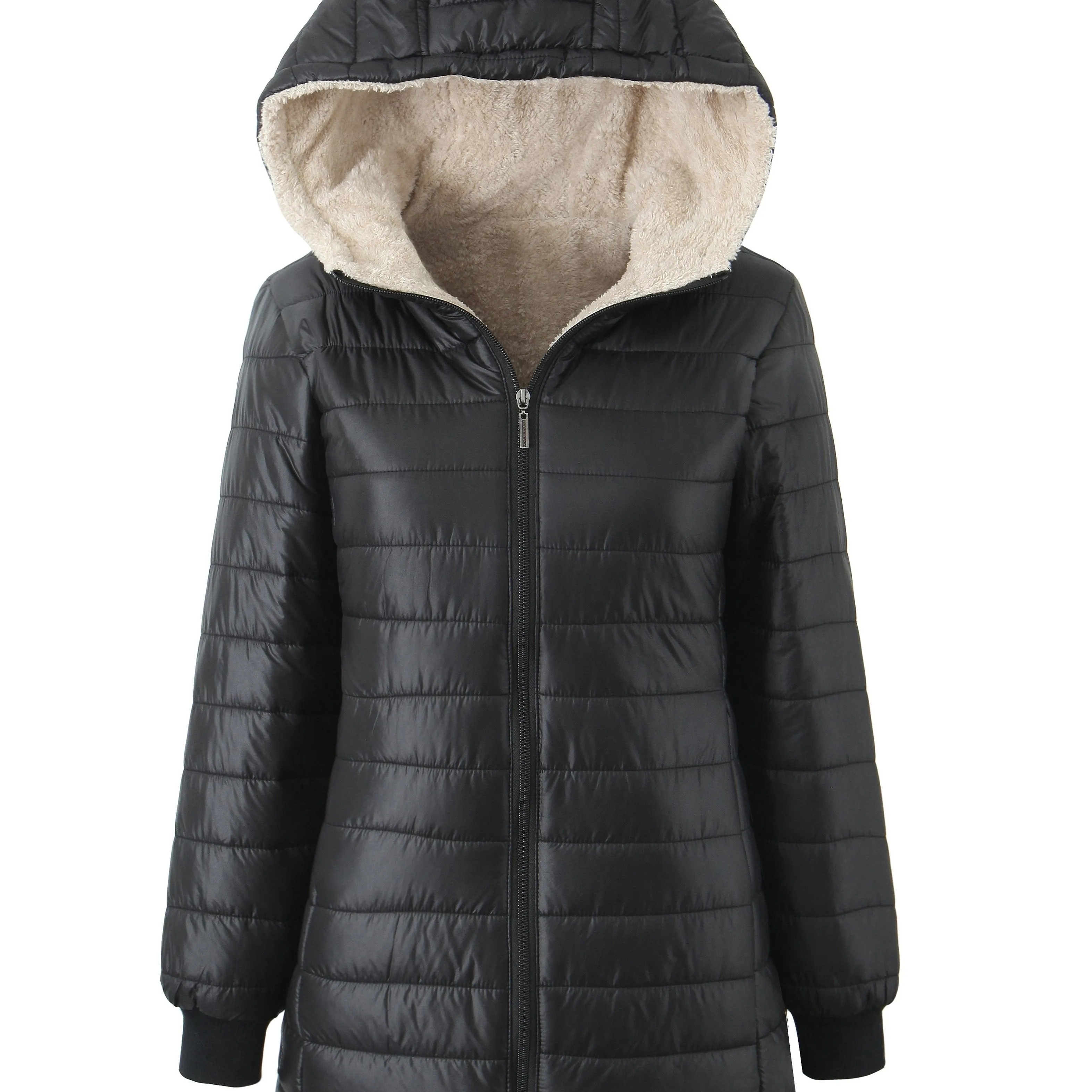 Lotte | Lined women's hooded coat in solid color