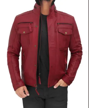 Maroon Leather Jacket | Genuine Sheep Leather Jacket