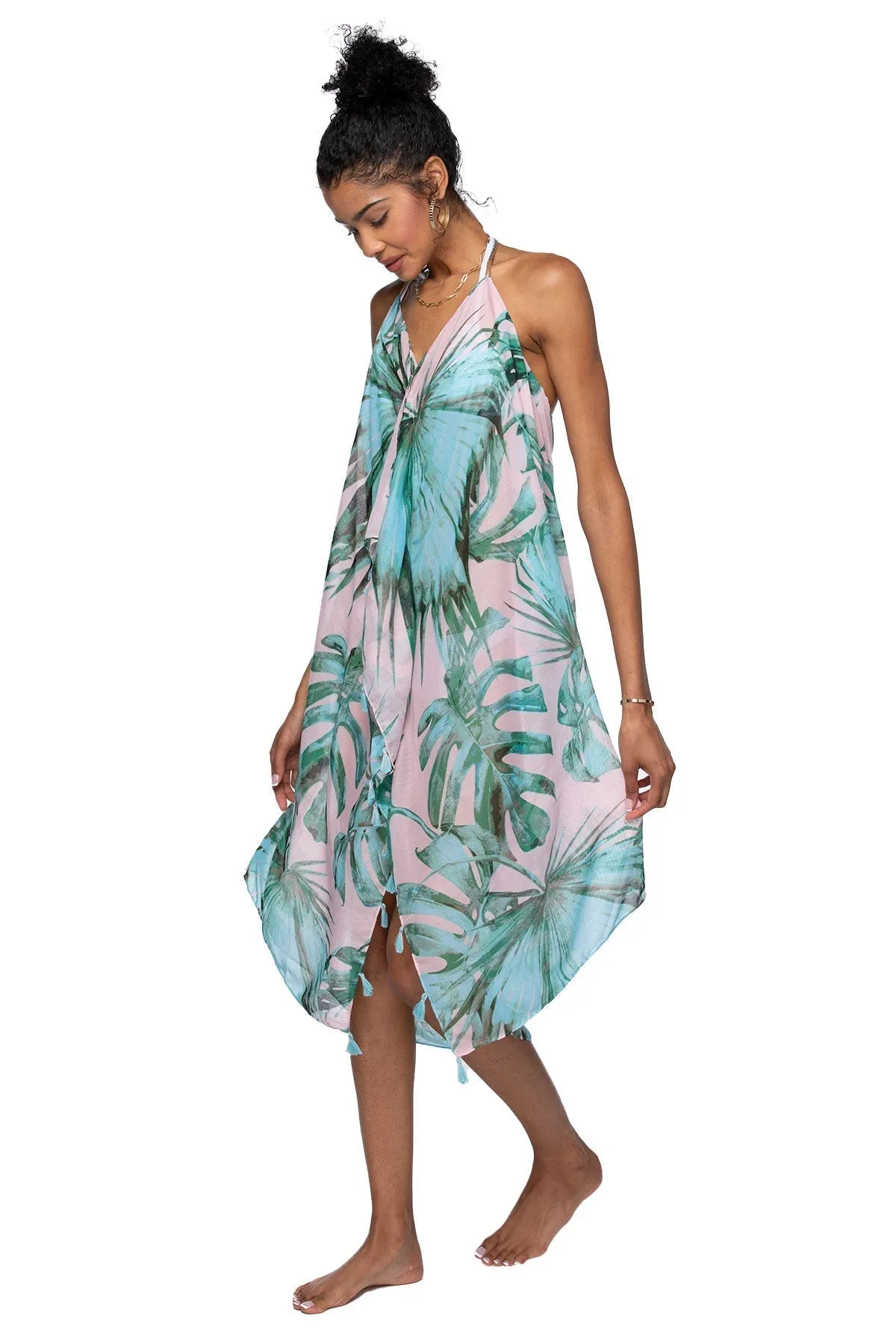 Maxi Halter Sundress Coverup  in Long Beach Print