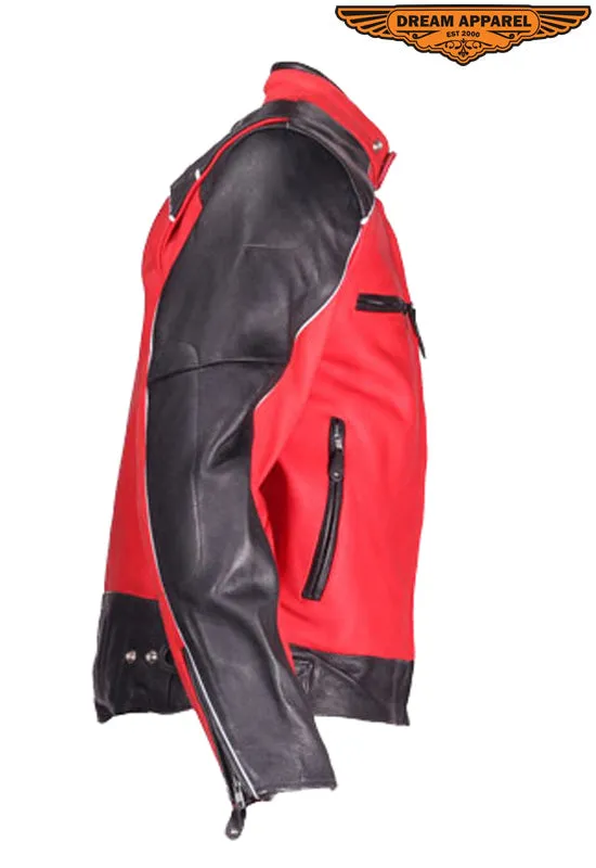 Men's Black & Red Leather Jacket