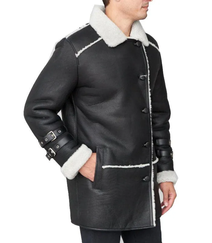 Men's Black Sheepskin Shearling Coat