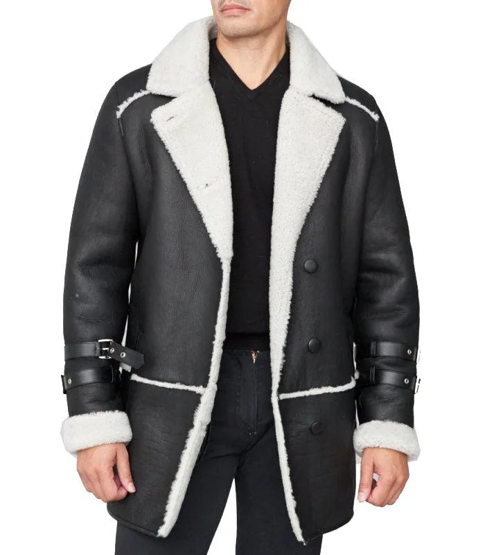 Men's Black Sheepskin Shearling Coat