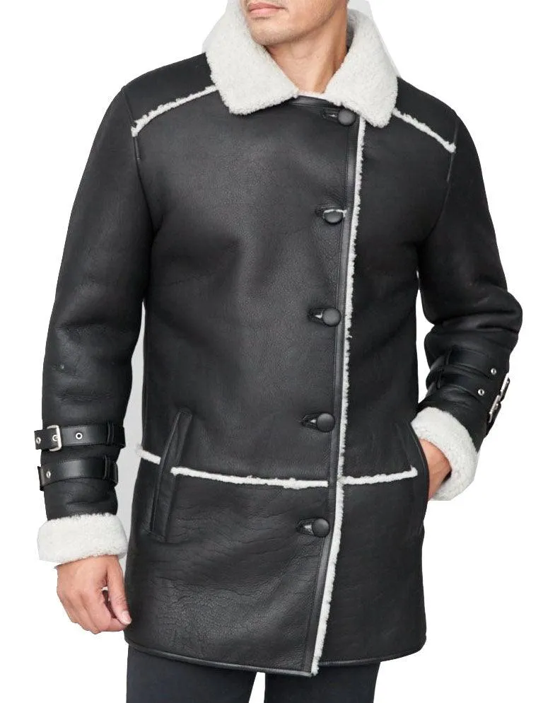 Men's Black Sheepskin Shearling Coat