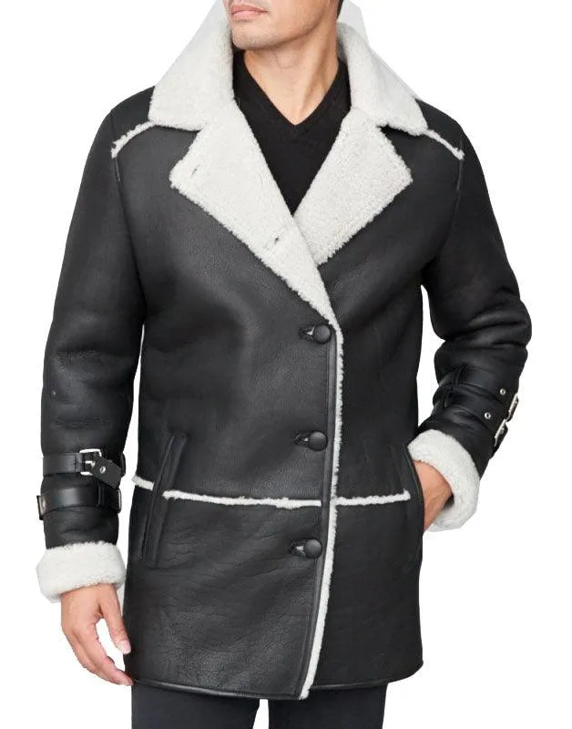 Men's Black Sheepskin Shearling Coat