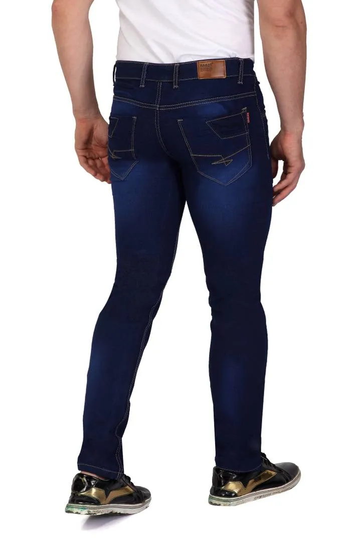 Men's Blue Denim Solid Slim Fit Low-Rise Jeans