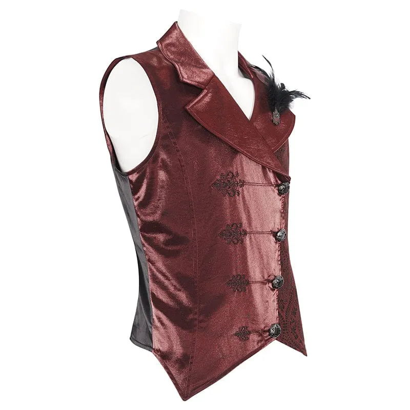 Men's Gothic Embossed Feather Waistcoat