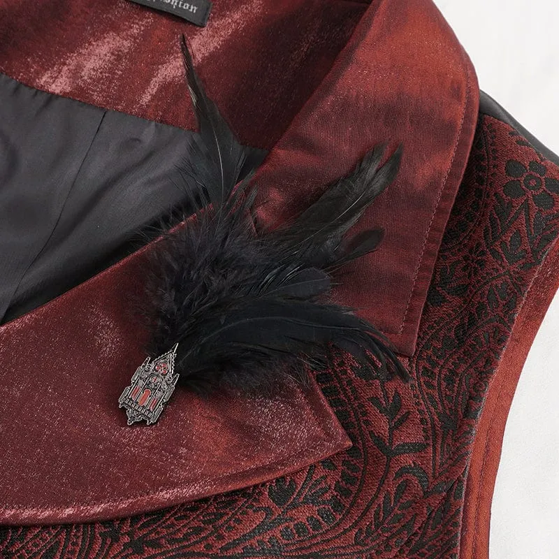 Men's Gothic Embossed Feather Waistcoat