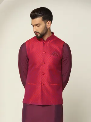 Men's Red Nehru Jacket (Set of 1)