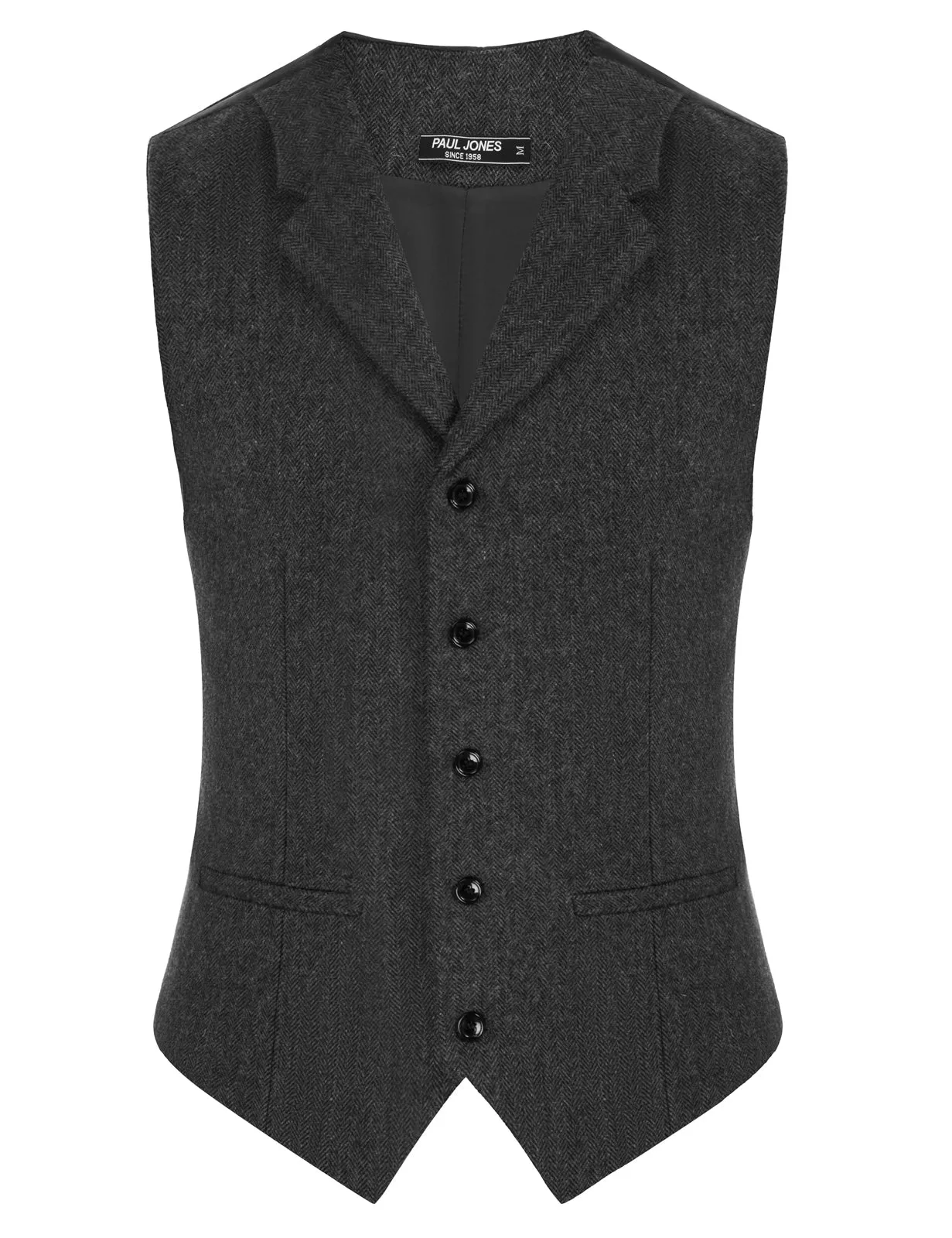 Mens Western Herringbone Suit Vest Tweed Wool Blend Slim Fit Waistcoat