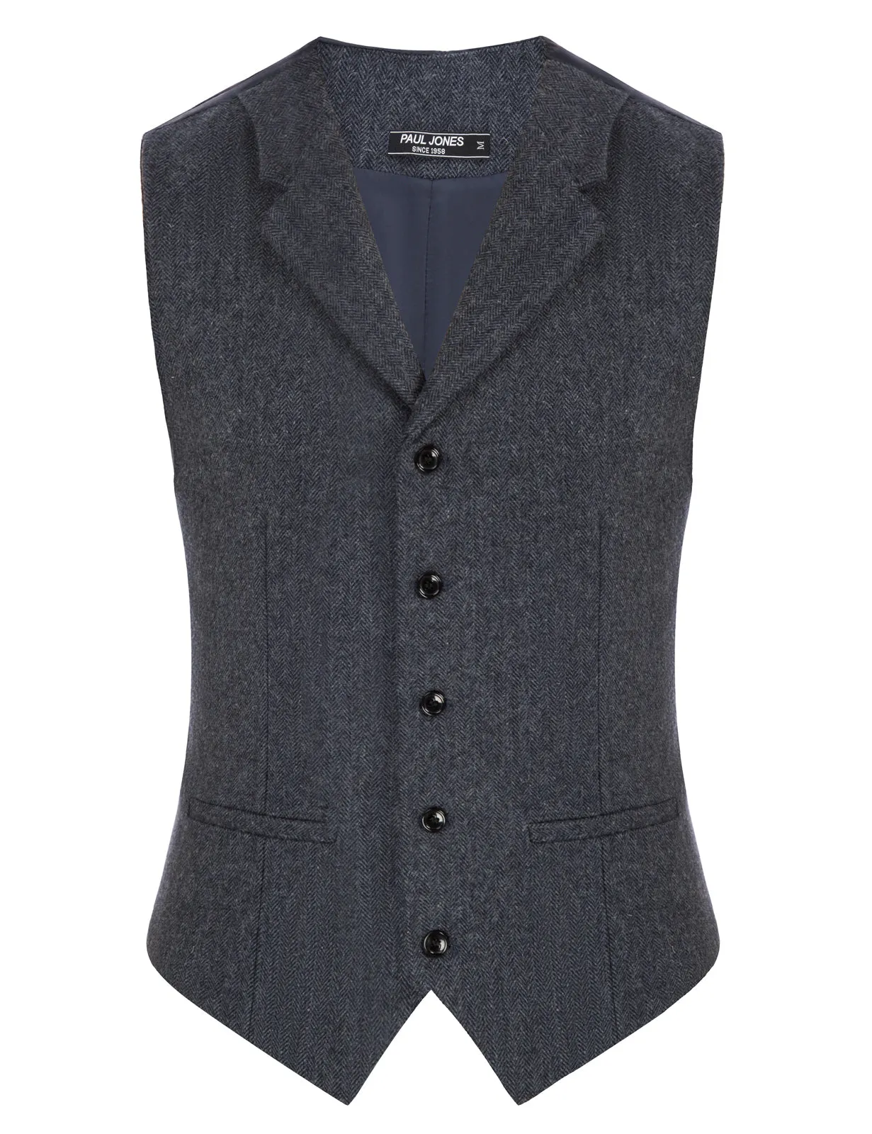 Mens Western Herringbone Suit Vest Tweed Wool Blend Slim Fit Waistcoat