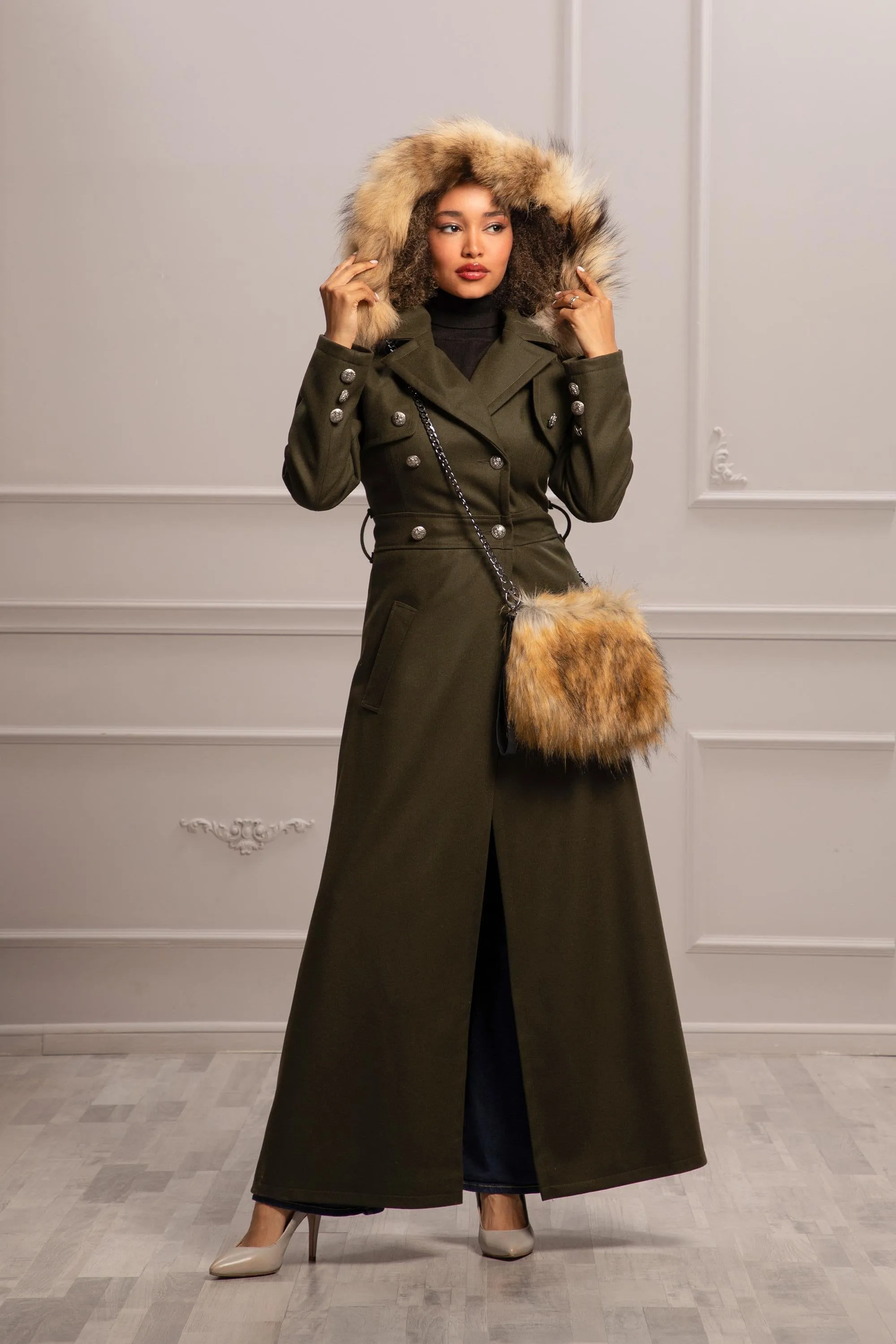 MILITARY GREEN OVERCOAT