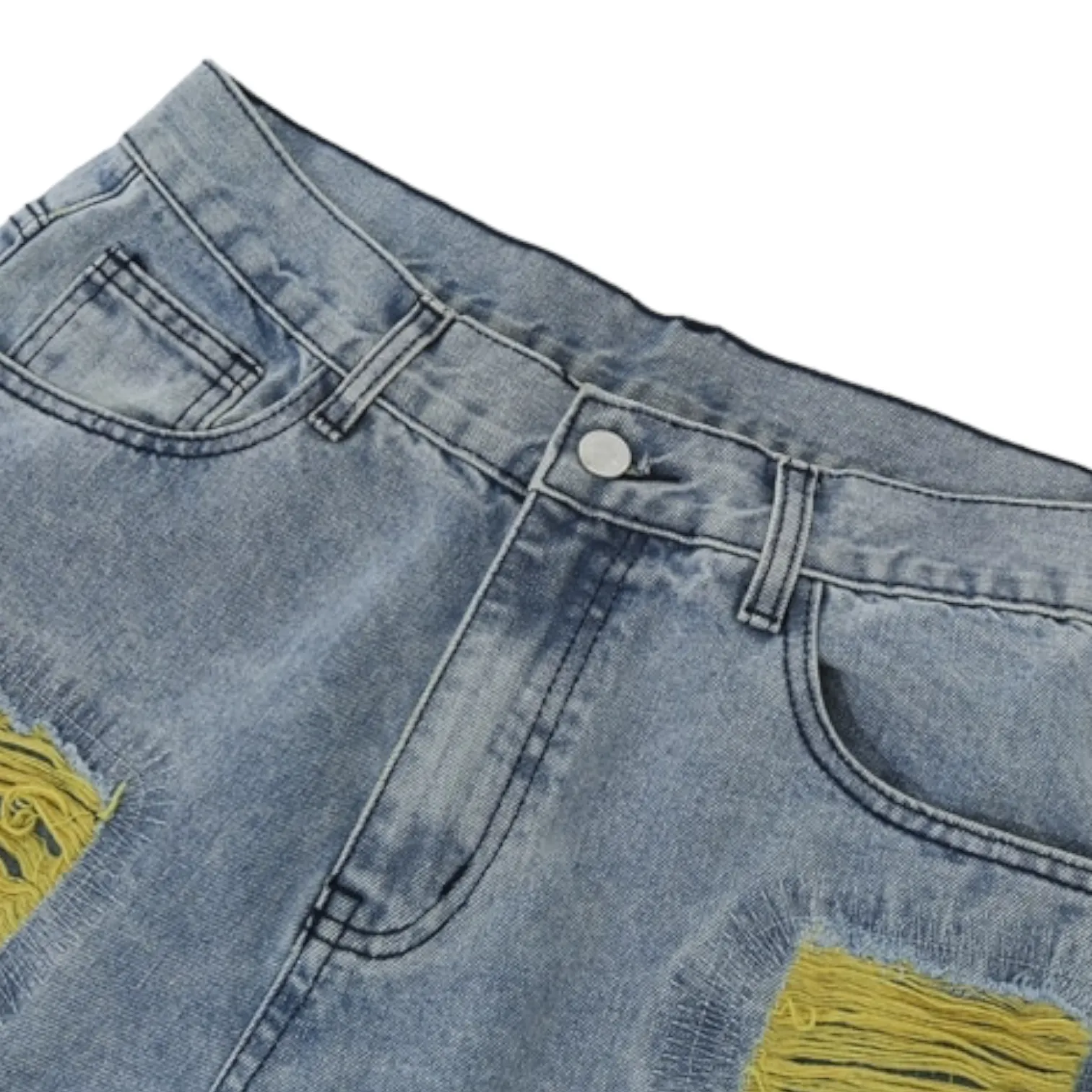 Multi-color embroidered baggy jean