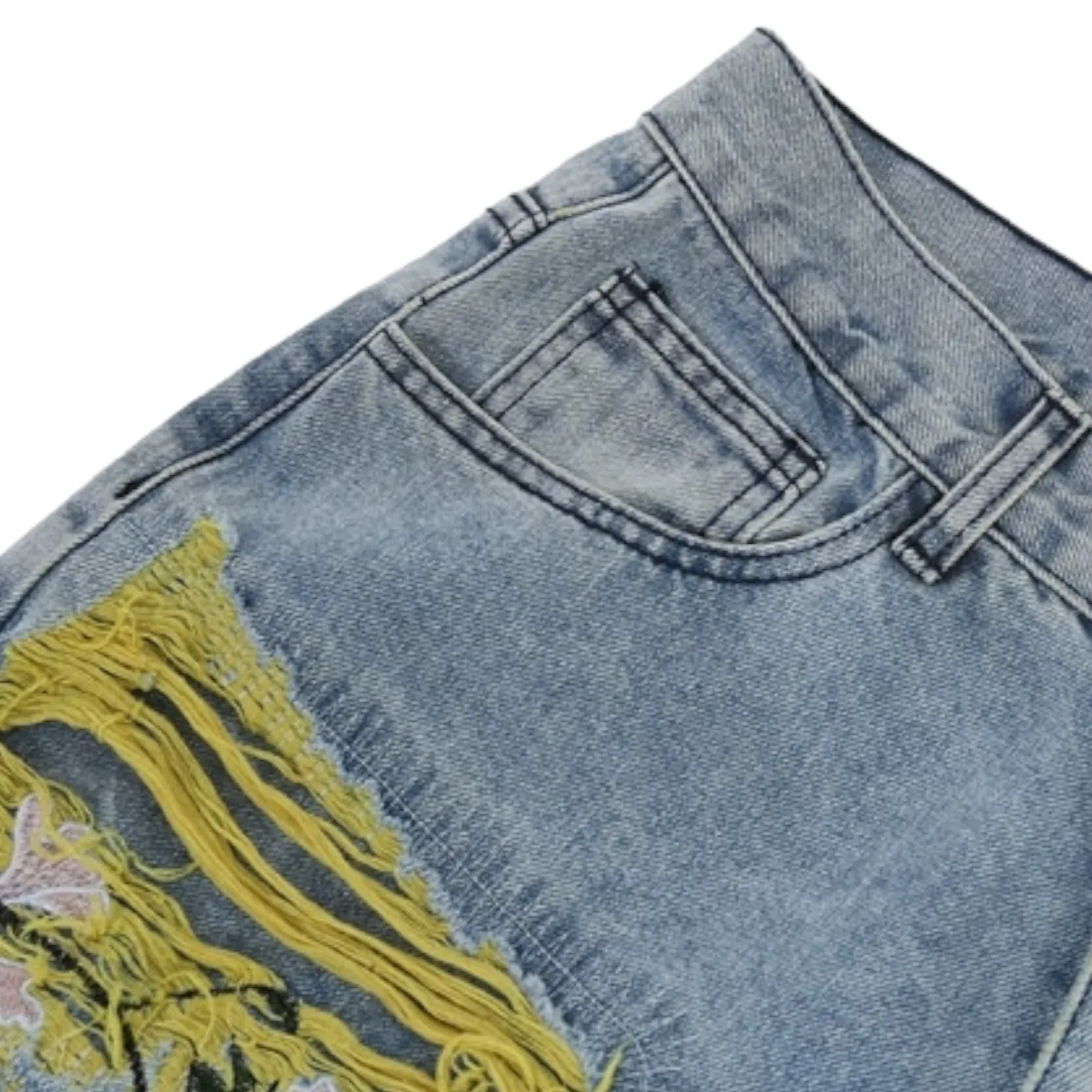 Multi-color embroidered baggy jean