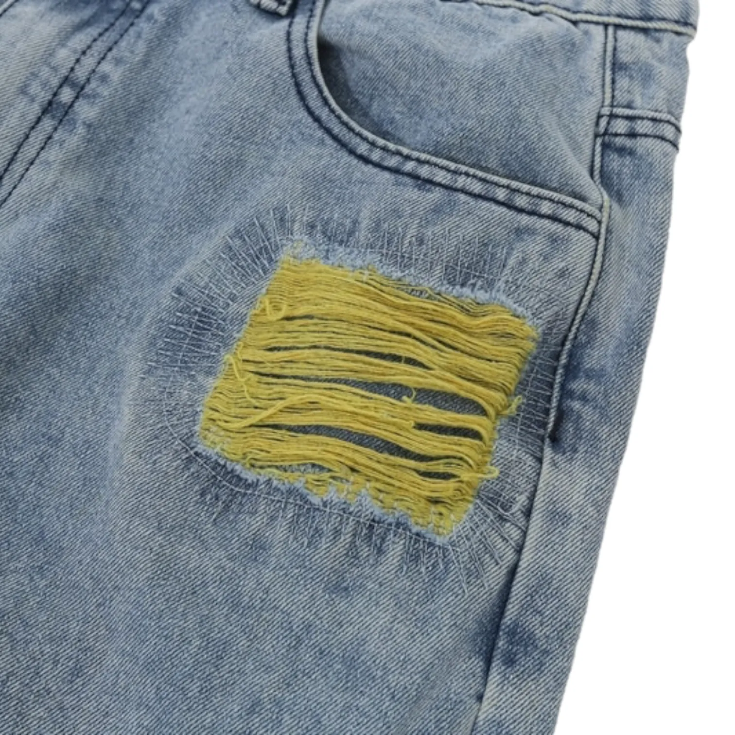 Multi-color embroidered baggy jean