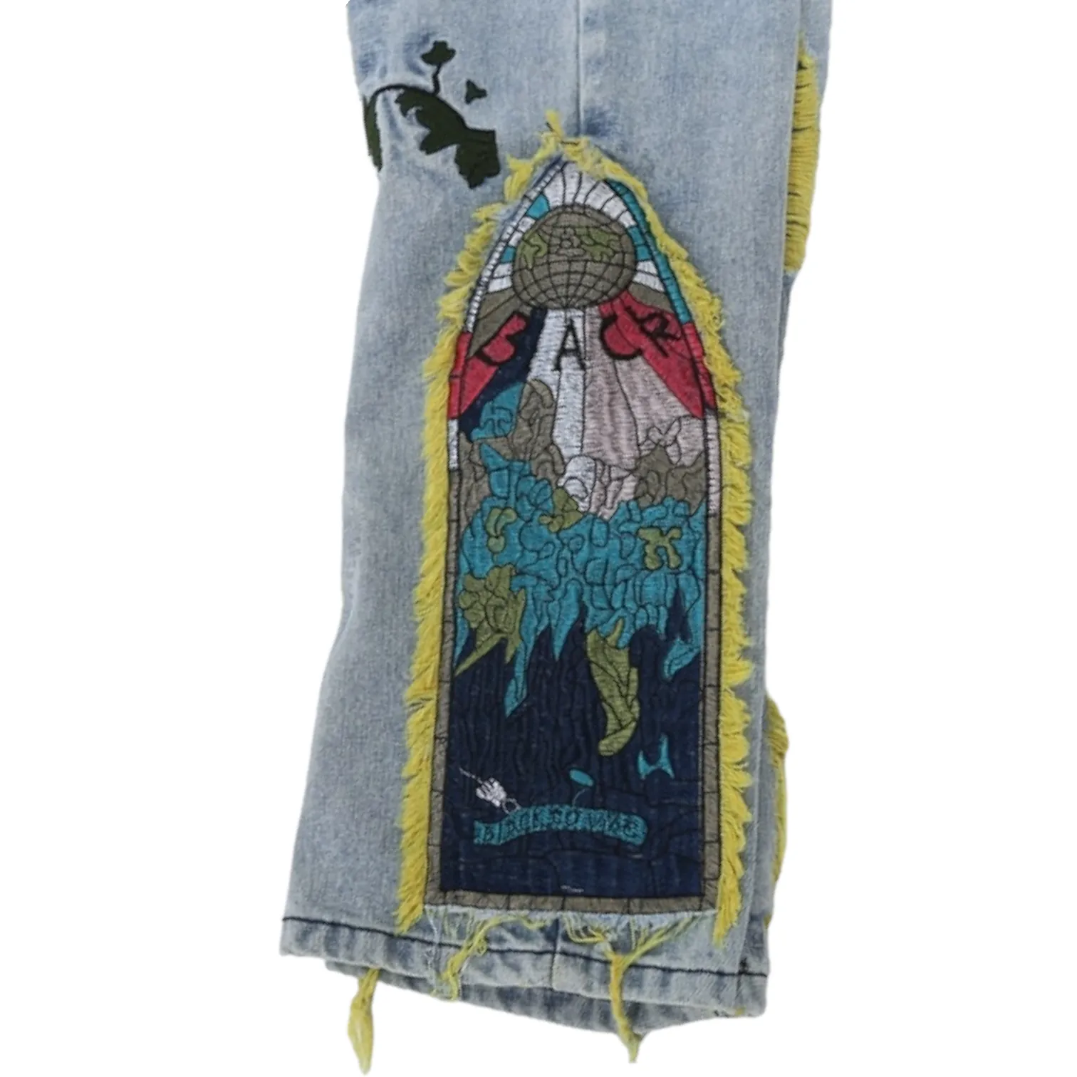 Multi-color embroidered baggy jean