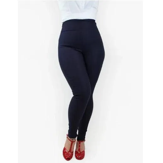 Navy Pin Up High Waist Cigarette Pants by Hemet