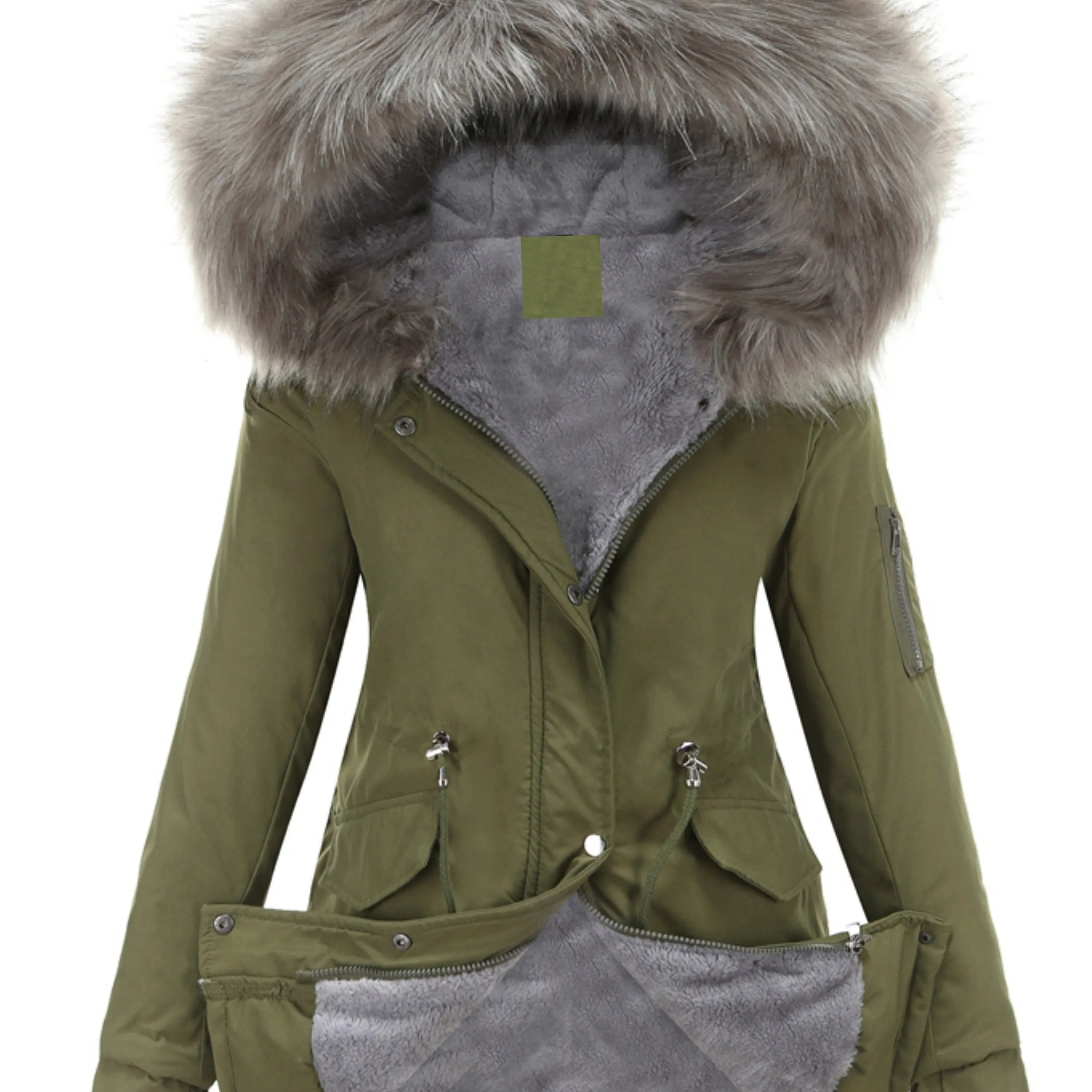 Nina | Zippered fuzzy hoodie parka jacket