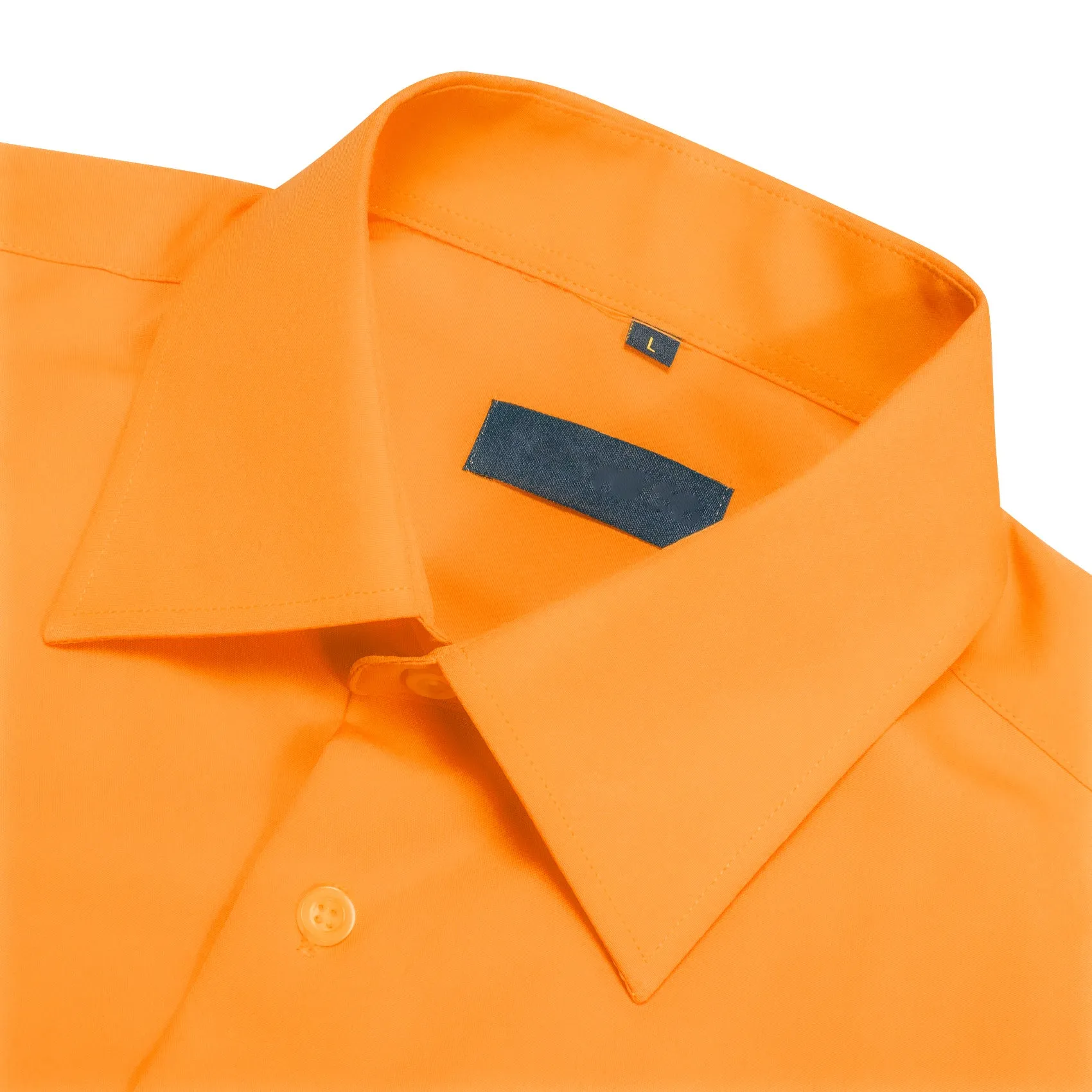 Orange Solid Silk Men's Short Sleeve Shirt