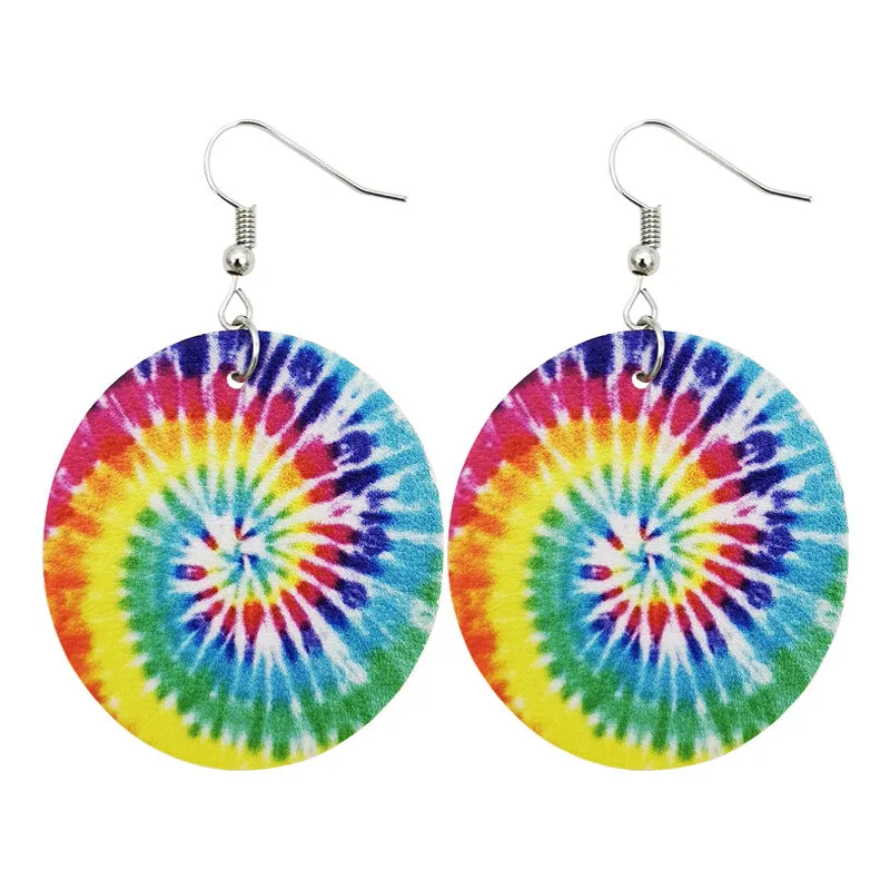 Original blue and white porcelain tie-dye leather earrings art ethnic style earrings